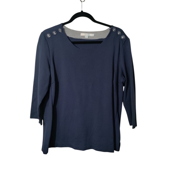 Boden Tops - Boden Evie Ponte Stretch Top Navy Blue Anchor Sailorcore Nautical US 16